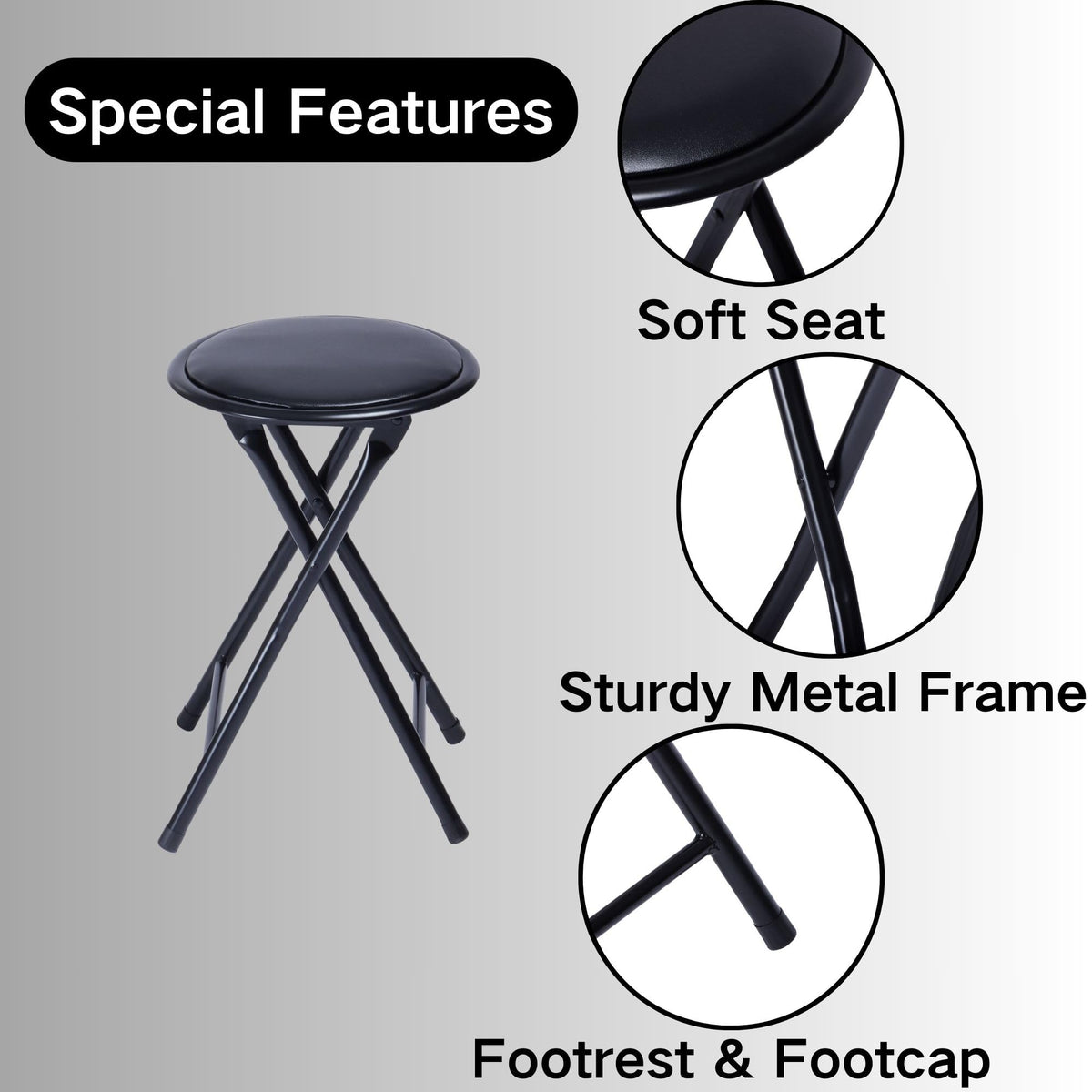 18-Inch Backless Folding Stools Set of 4 M40696
