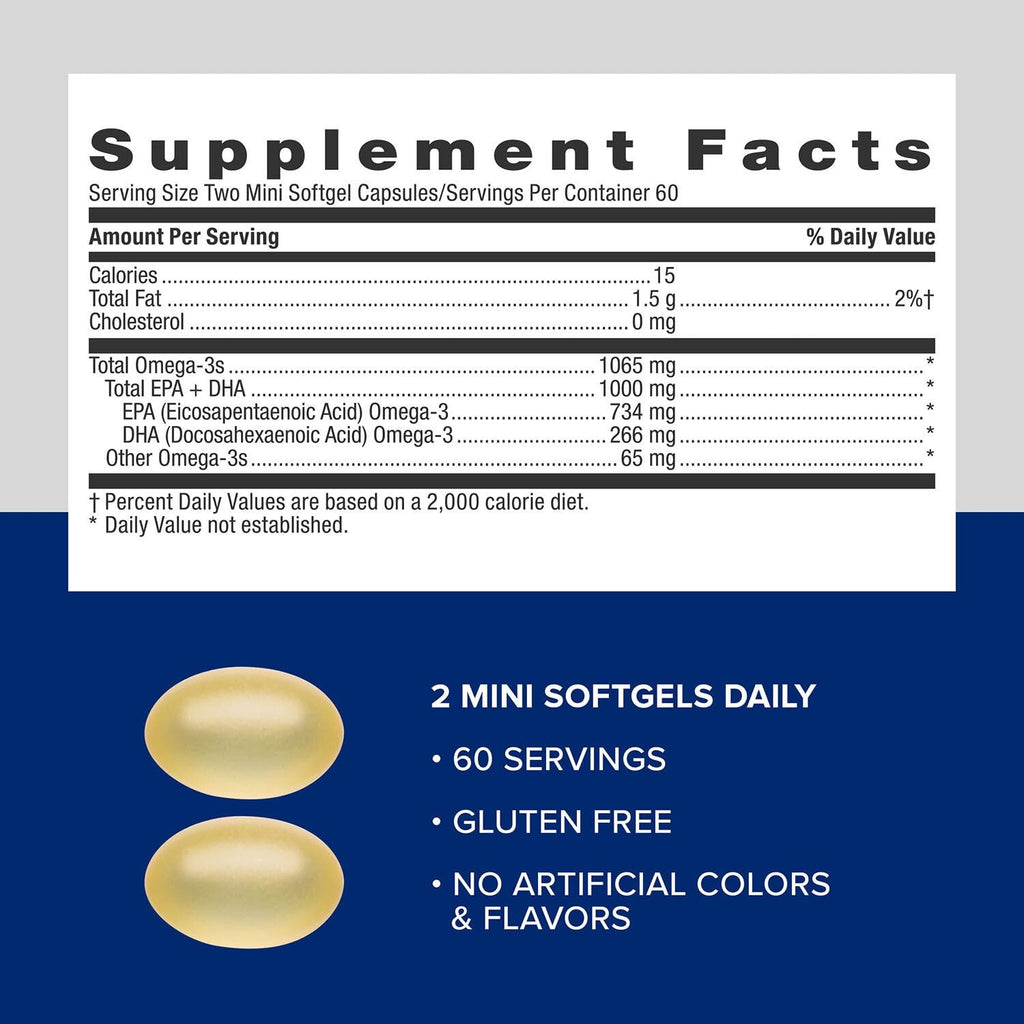 Fish Oil Mini 1000mg EPA & DHA 120 Mini Softgels R708