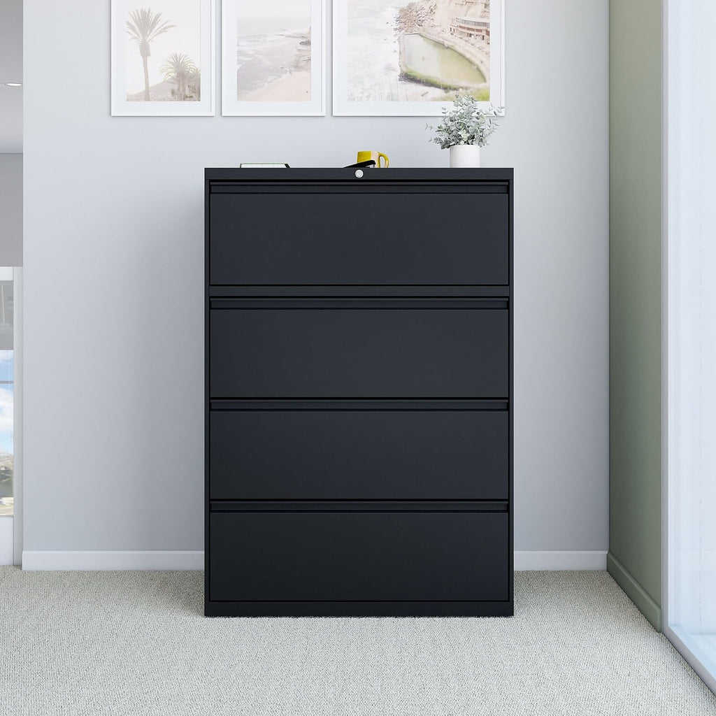 4 Drawer Black Lateral File Cabinet Q82050