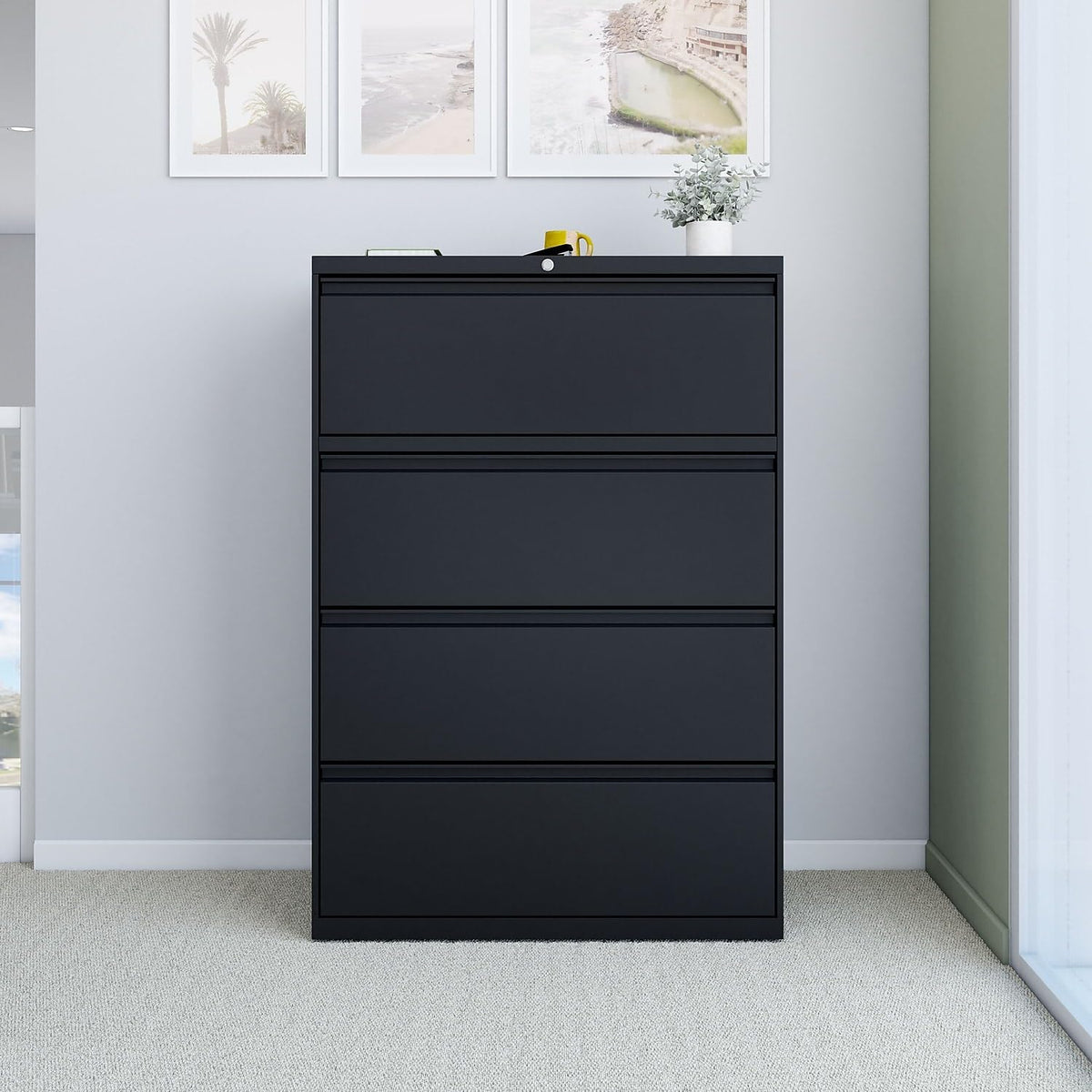 4 Drawer Black Lateral File Cabinet Q82050
