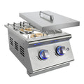 Double Grilling Side Burners, 2 * 17,000BTU, Convertible to Liquid Propane, 304 Stainless Steel K416