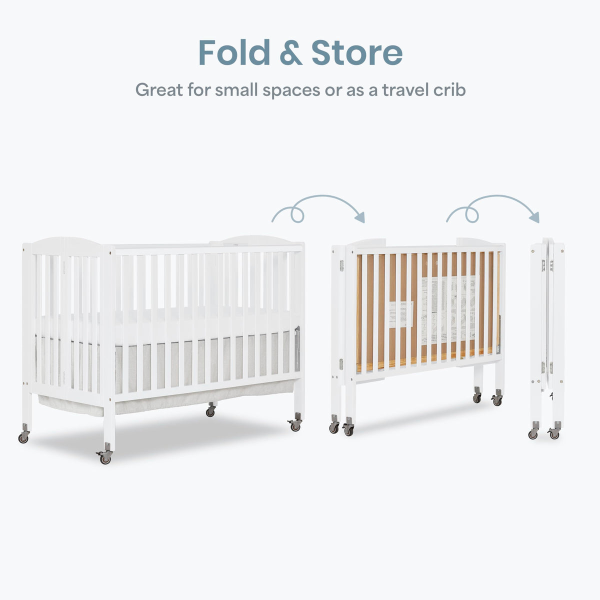 Full Size 2-in-1 Folding Baby Crib White Y612