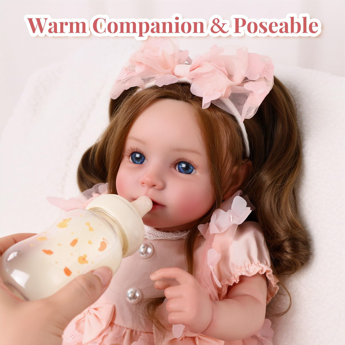 20 Inch Reborn Baby Dolls with Brown Hair A296