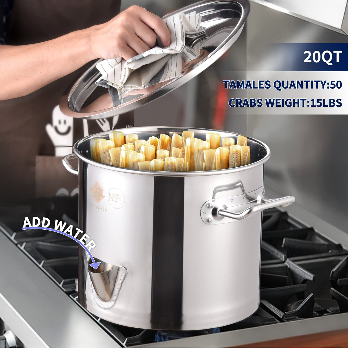 20QT Stainless Steel Tamale Steamer Pot G282669