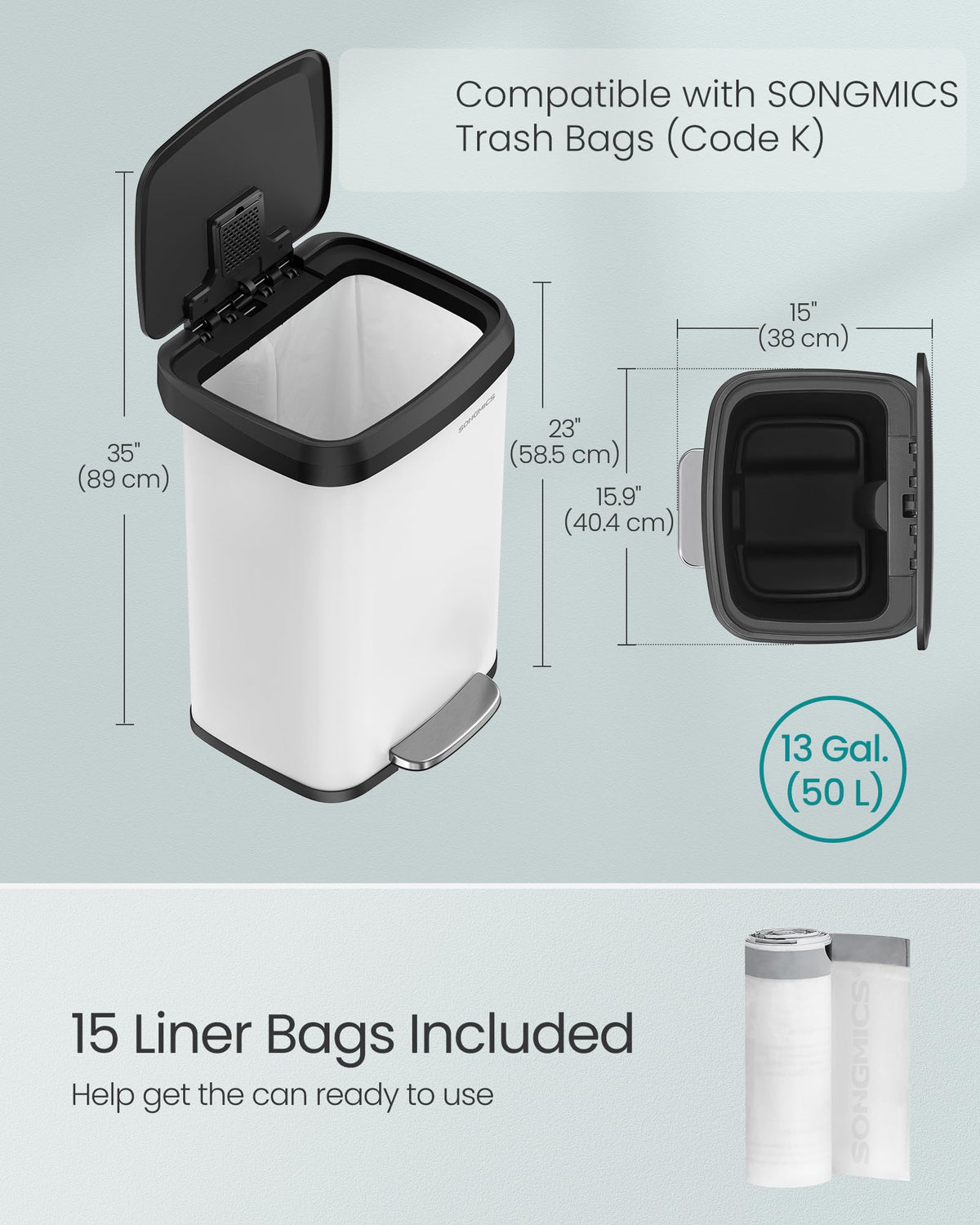 13 Gallon Stainless Steel Kitchen Trash Can N715892