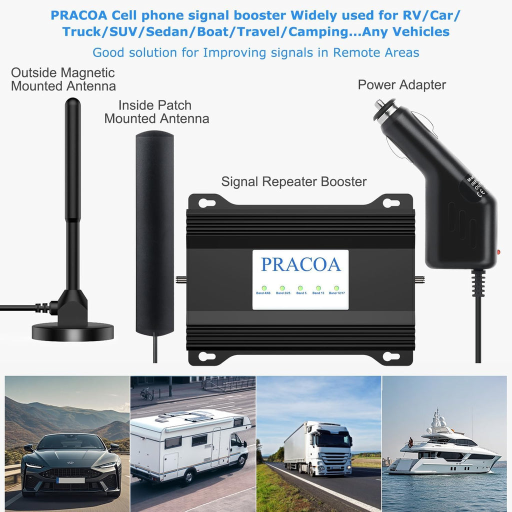 Cell Phone Signal Booster for Car RV SUV 5G 4G LTE U318124