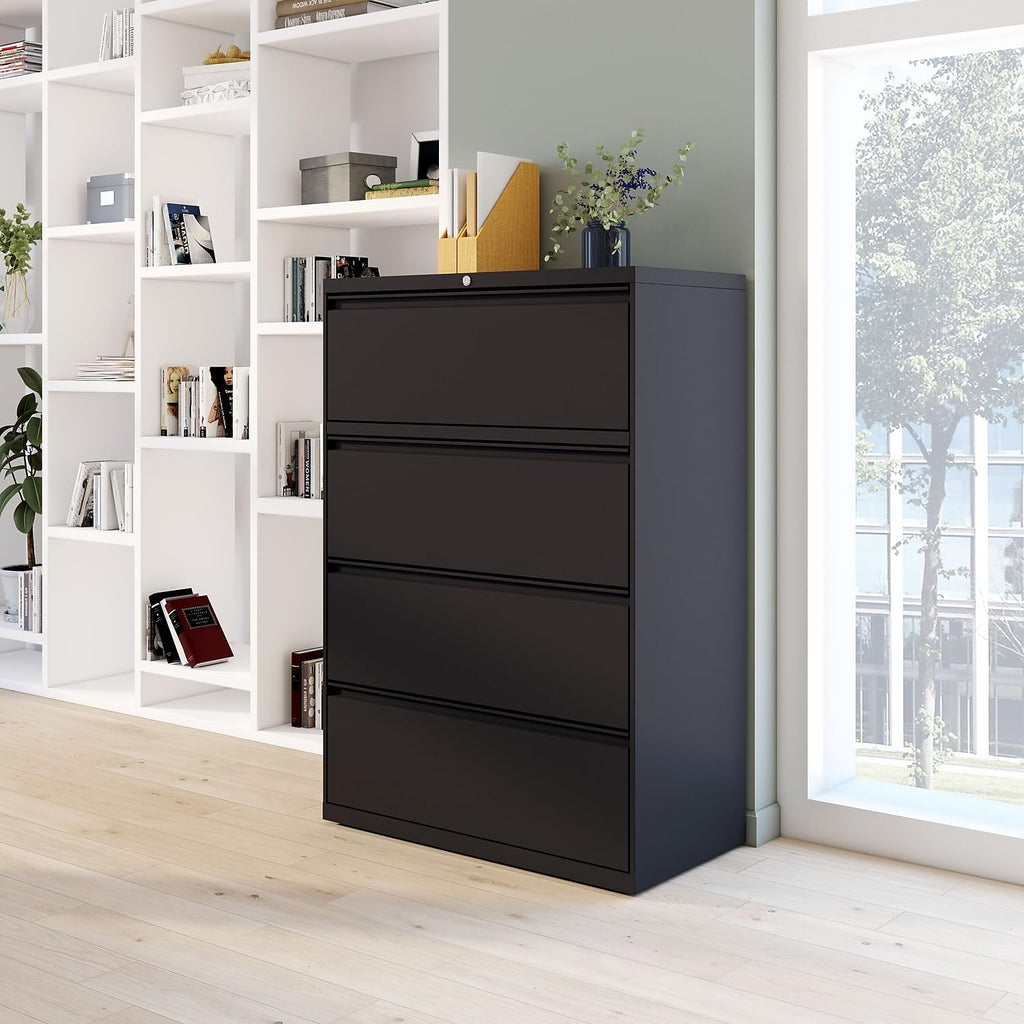 4 Drawer Black Lateral File Cabinet Q82050