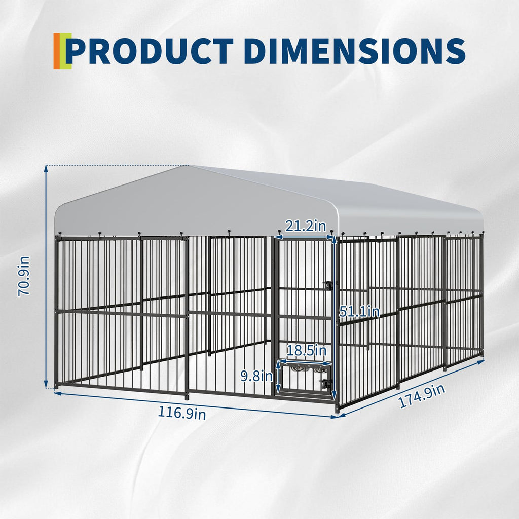 Large Outdoor Dog Kennel with Waterproof Canopy S8925