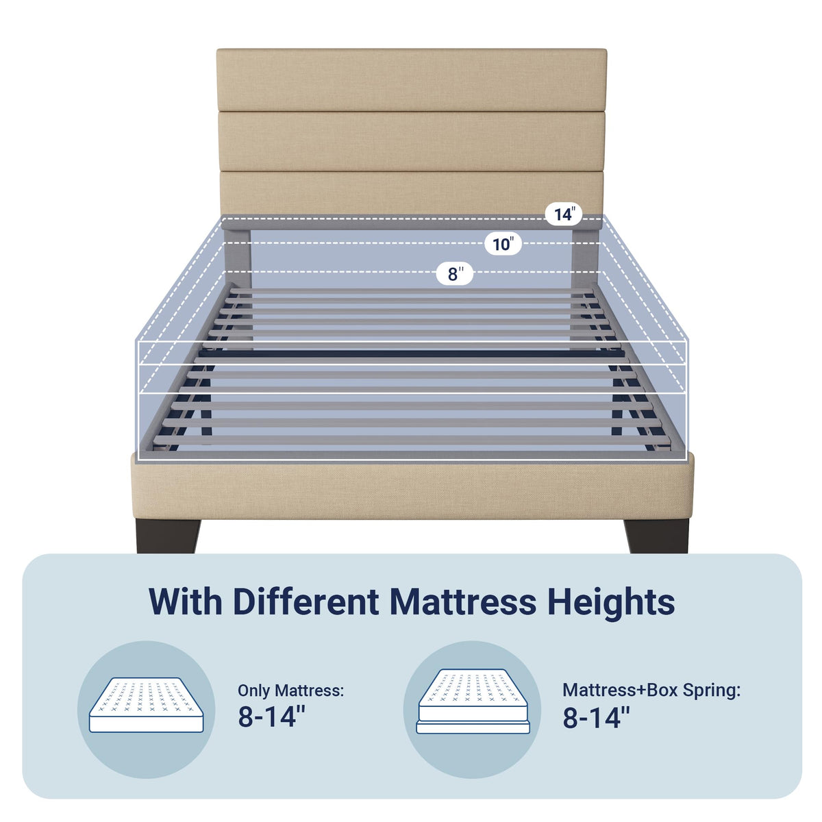 Twin Size Fabric Upholstered Platform Bed Frame H178