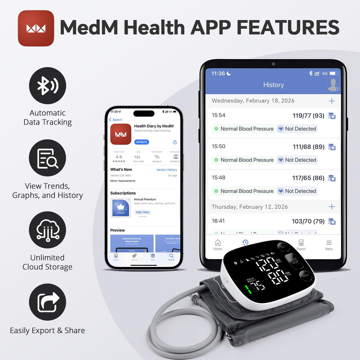 Blood Pressure Monitor Bluetooth Upper Arm K710721