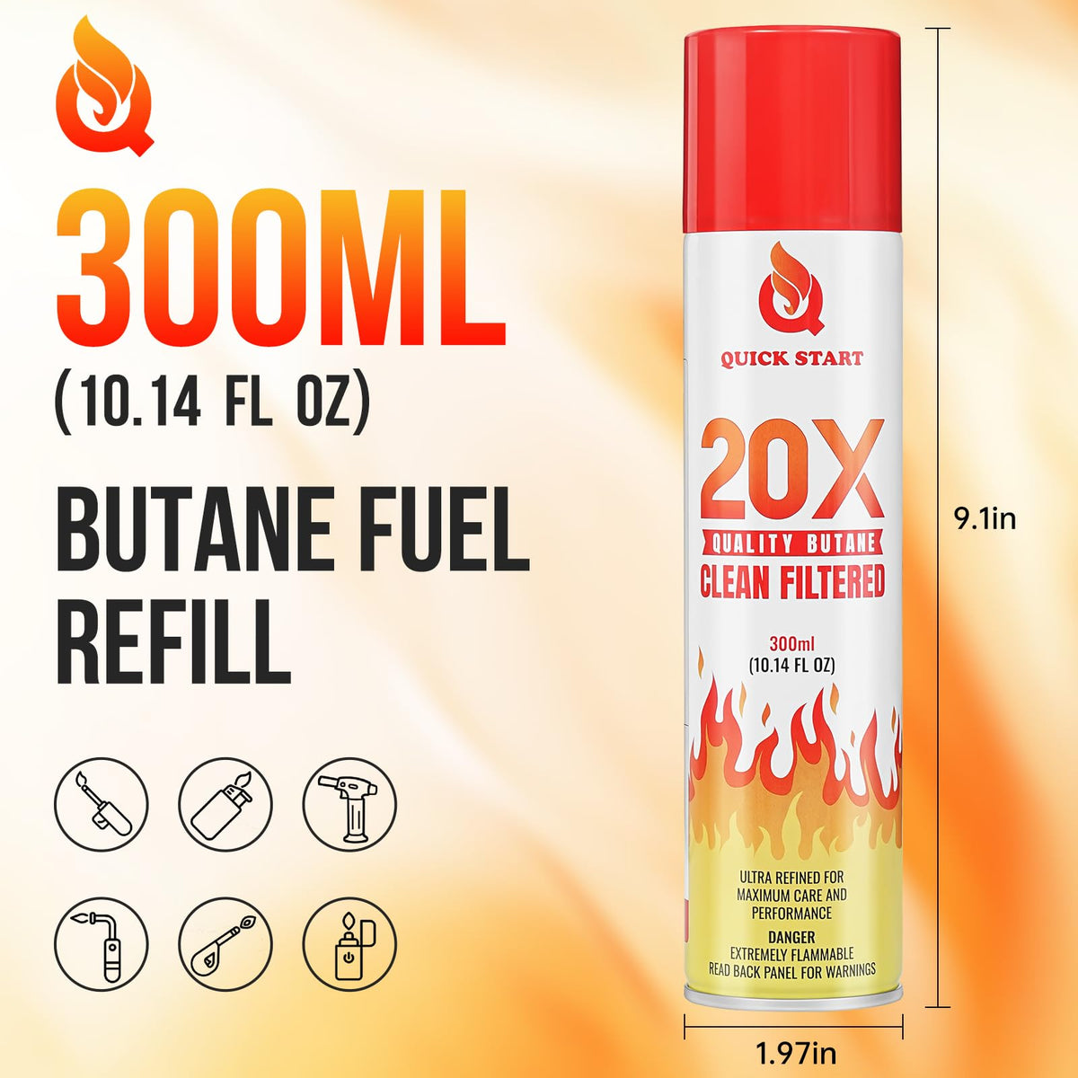 12 Pack Universal Butane Fuel Refill U69092