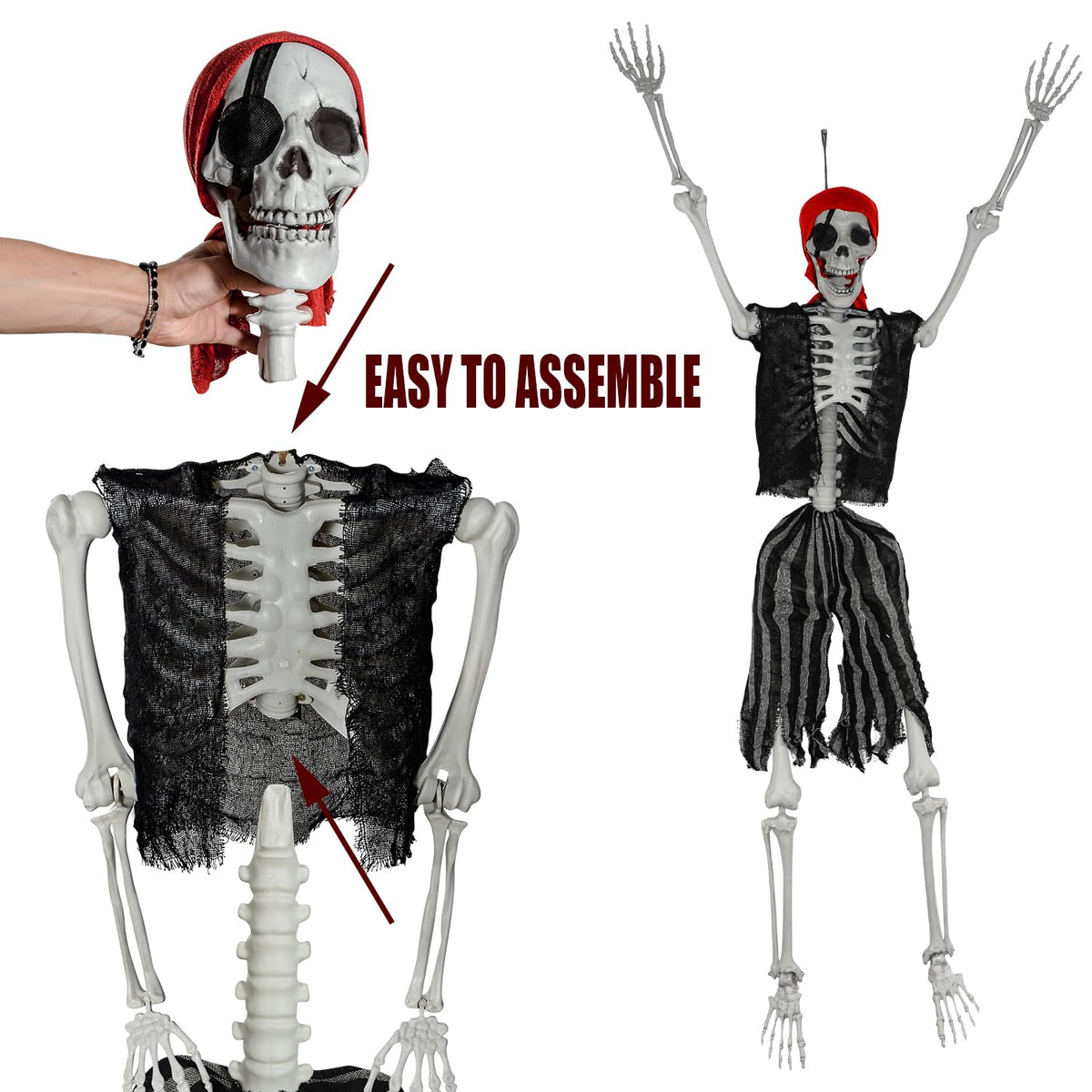 5.4ft Life Size Pirate Skeleton with Movable Joints N33526