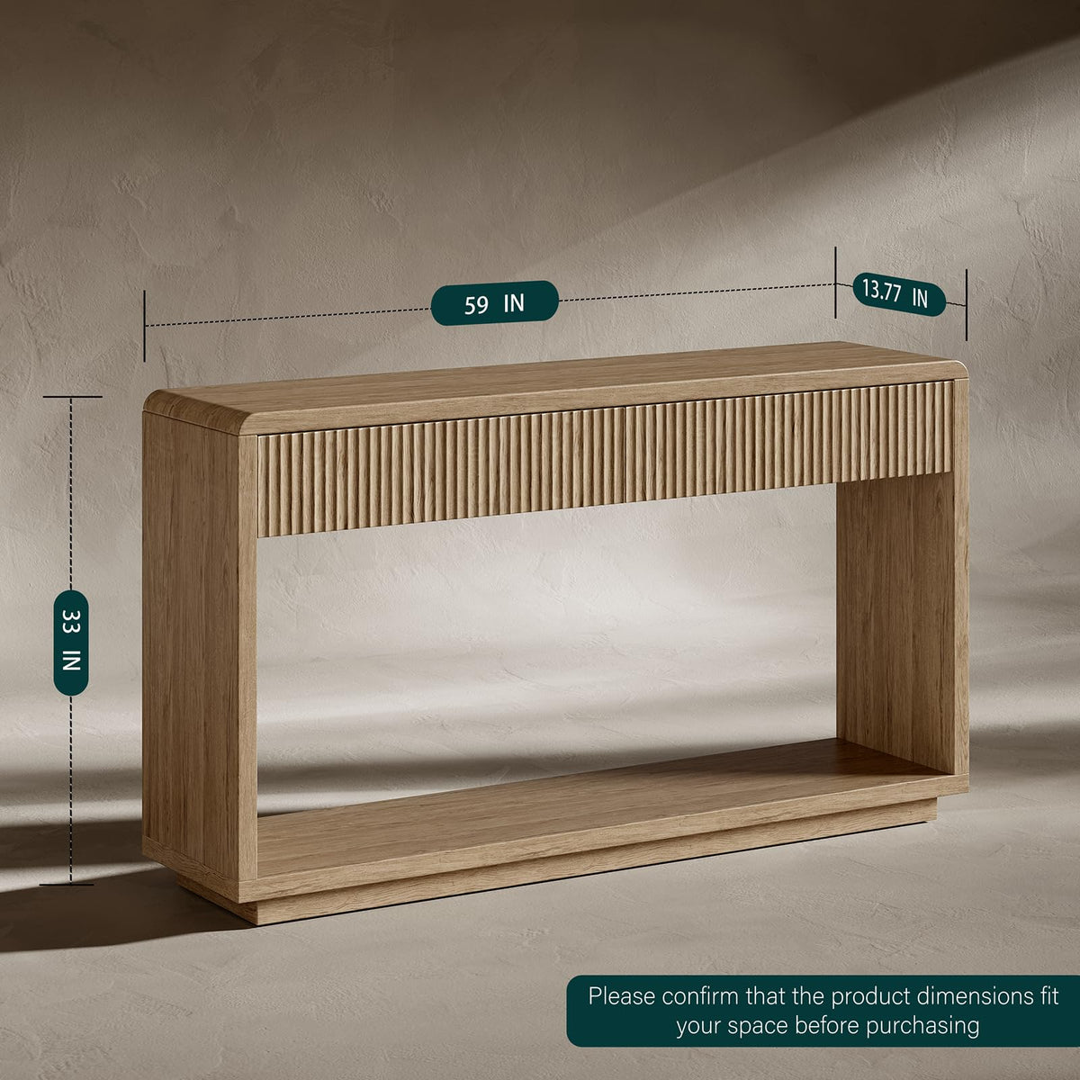 59'' Oak Console Table with Drawers W909004