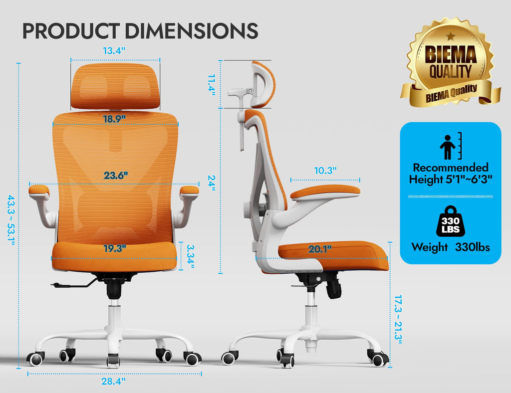 Ergonomic Mesh Office Chair with Headrest U511281
