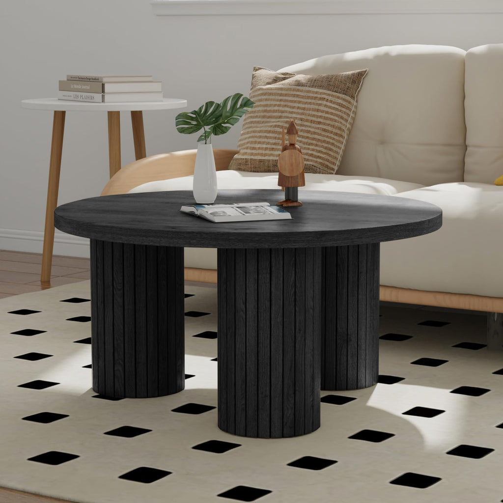 Round Wood Coffee Table with Fluted Legs N5505