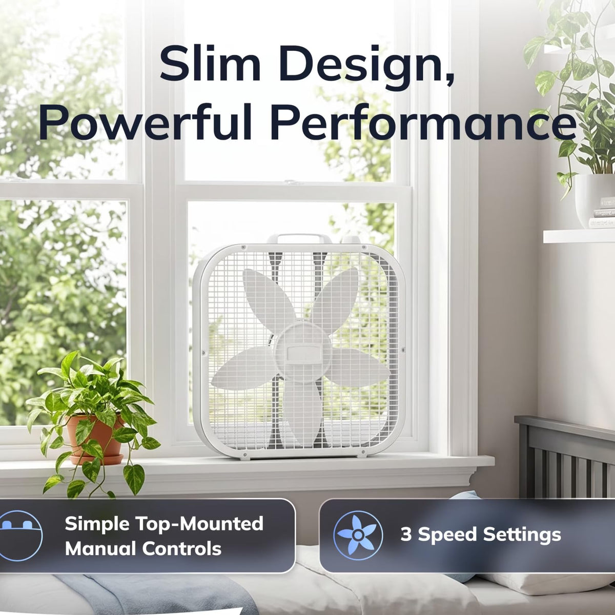 20 Inch 3-Speed Box Fan White J50329