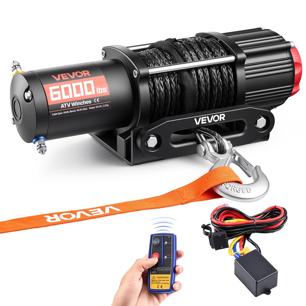 6000 lbs 12V Electric Winch with Synthetic Rope N275087