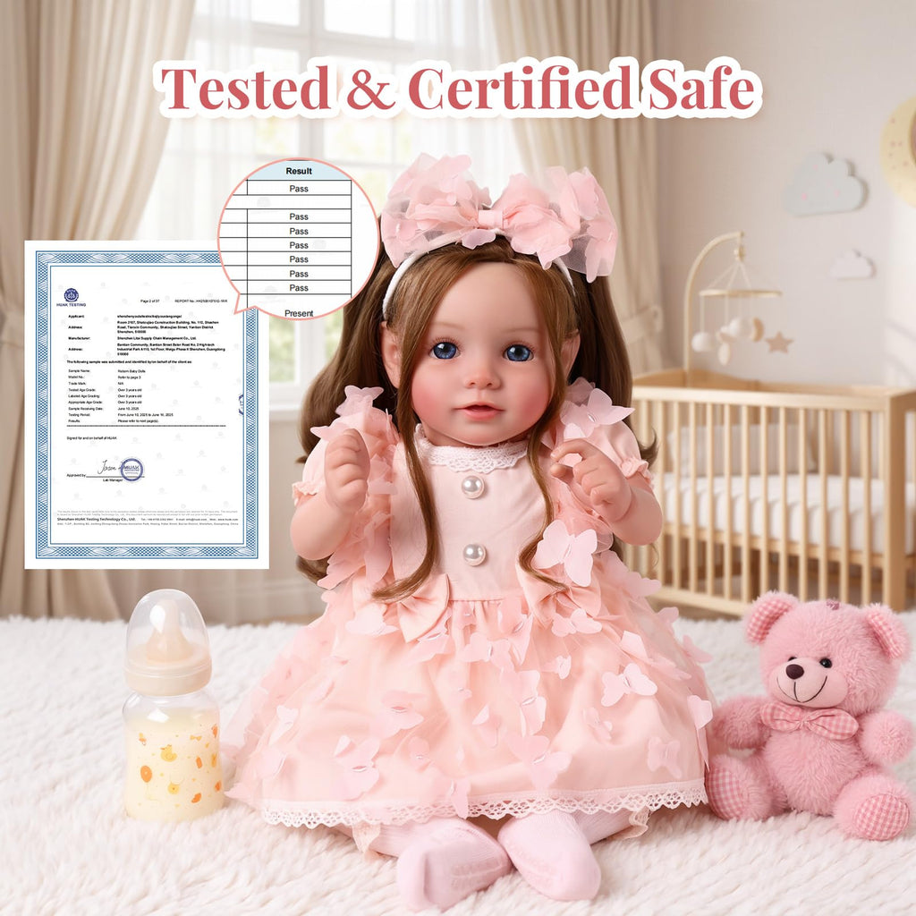 20 Inch Reborn Baby Dolls with Brown Hair A296