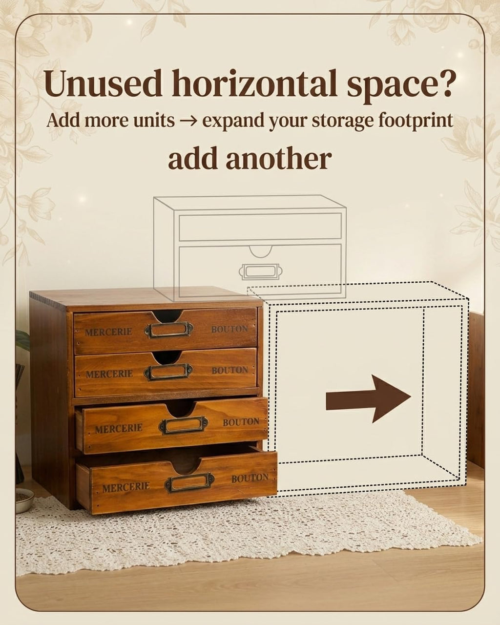 Modular Stackable 4 Drawer Wood Storage Box P746