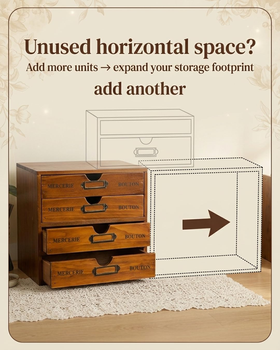 Modular Stackable 4 Drawer Wood Storage Box P746