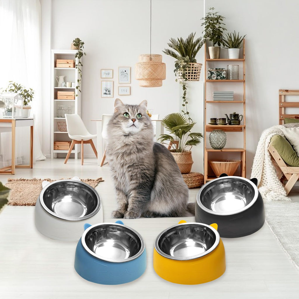 7 Pcs Stainless Steel Raised Cat Food Bowl D5911