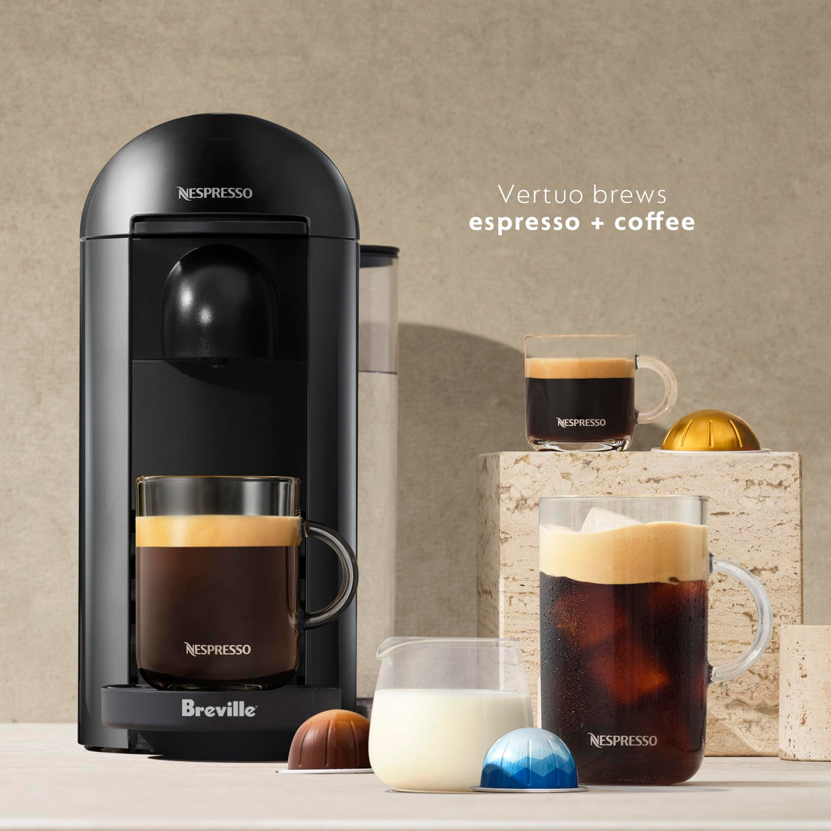 Ink Black Coffee and Espresso Maker with Milk Frother W993