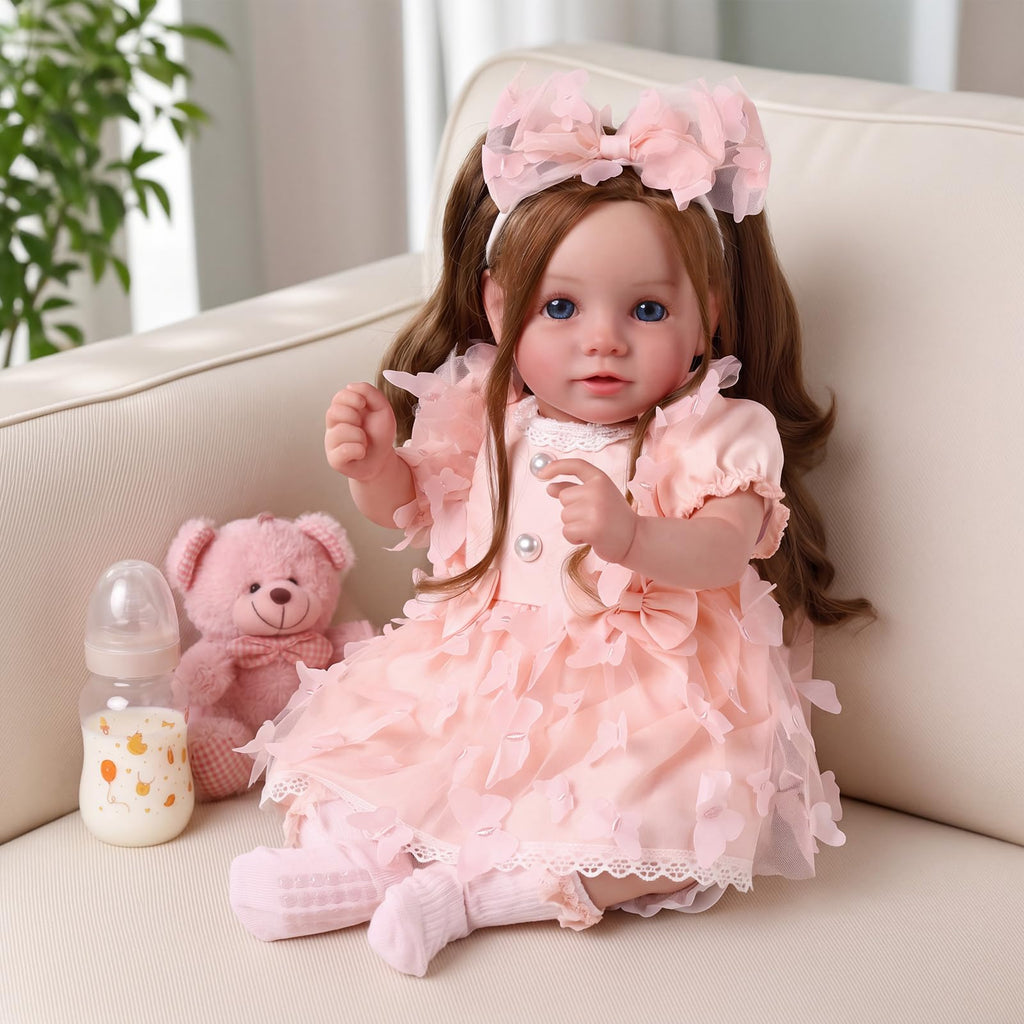 20 Inch Reborn Baby Dolls with Brown Hair A296