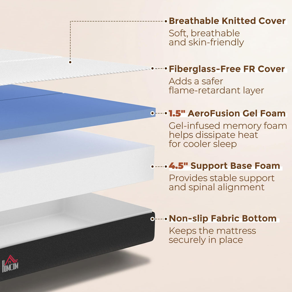 6 Inch Memory Foam Queen Trifold Mattress D4971