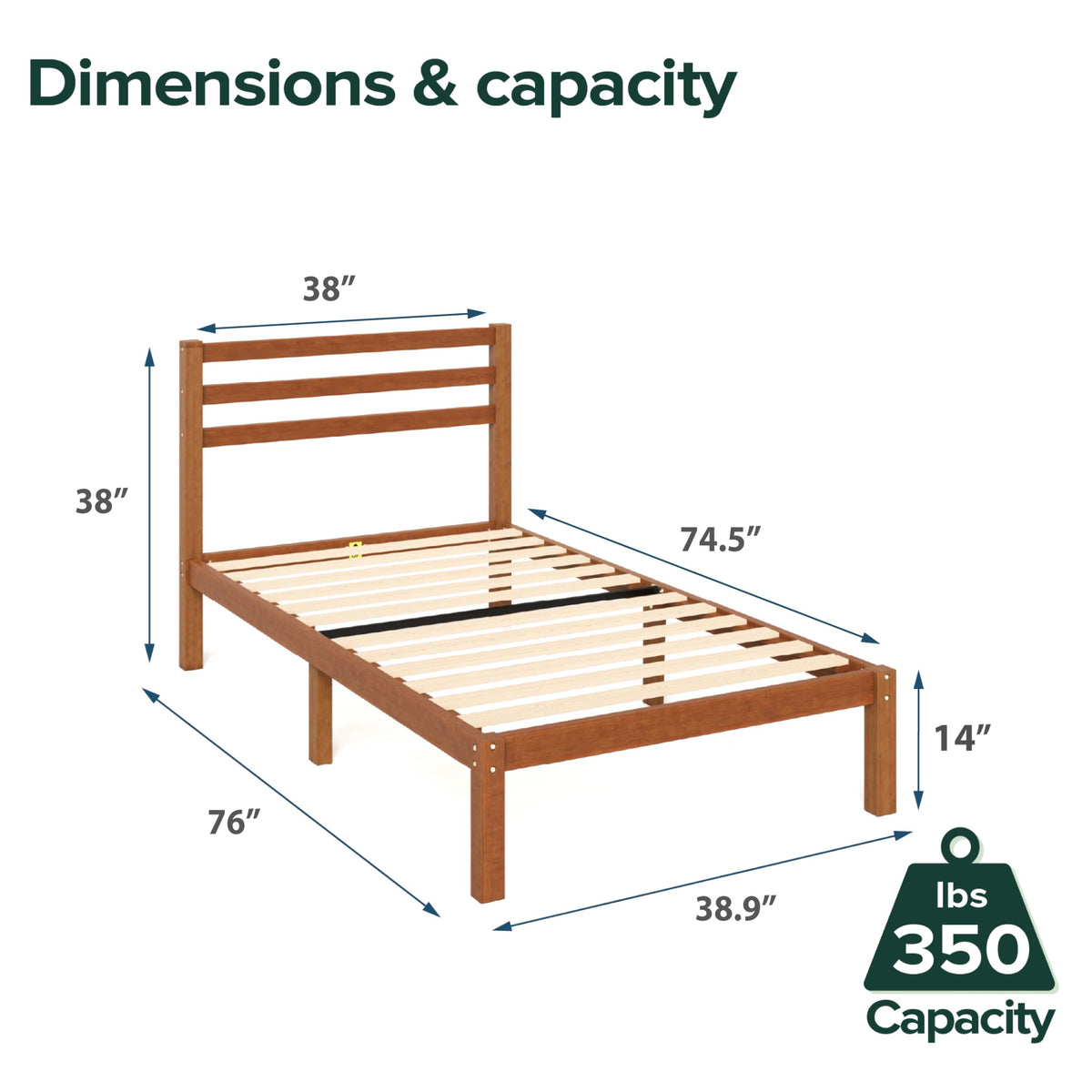 Twin Bamboo Platform Bed Frame with Headboard D21741