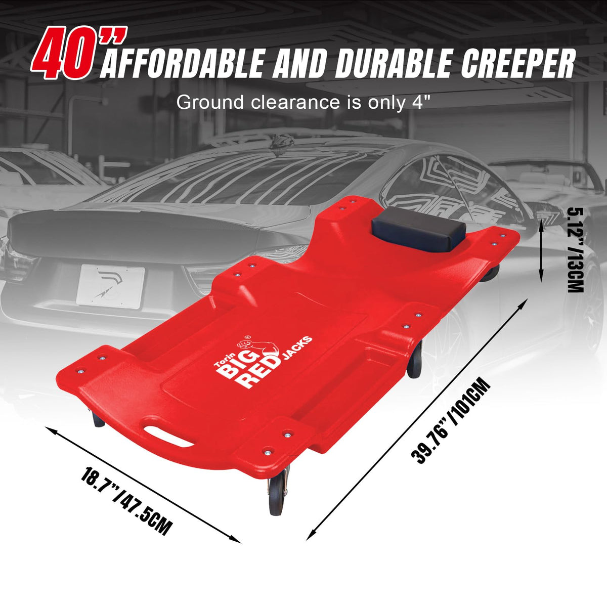 Rolling Garage Creeper with Padded Headrest and 6 Casters I707693