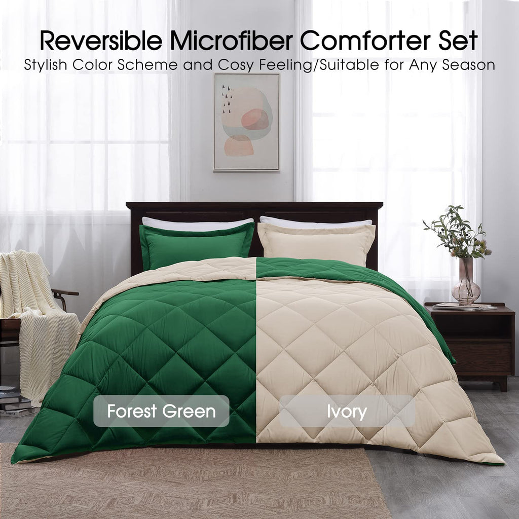 Forest Green King Size Reversible Down Alternative Comforter Set P13460