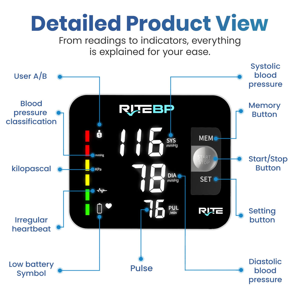 Digital Blood Pressure Monitor with 2 Large Arm Cuffs Y676371