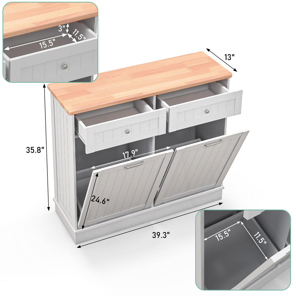 White Double Door Tilt Out Trash Cabinet L88169