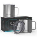 Stainless Steel Vacuum Insulated Coffee Mug 16 oz Set of 2 with Handle and Lid S3105