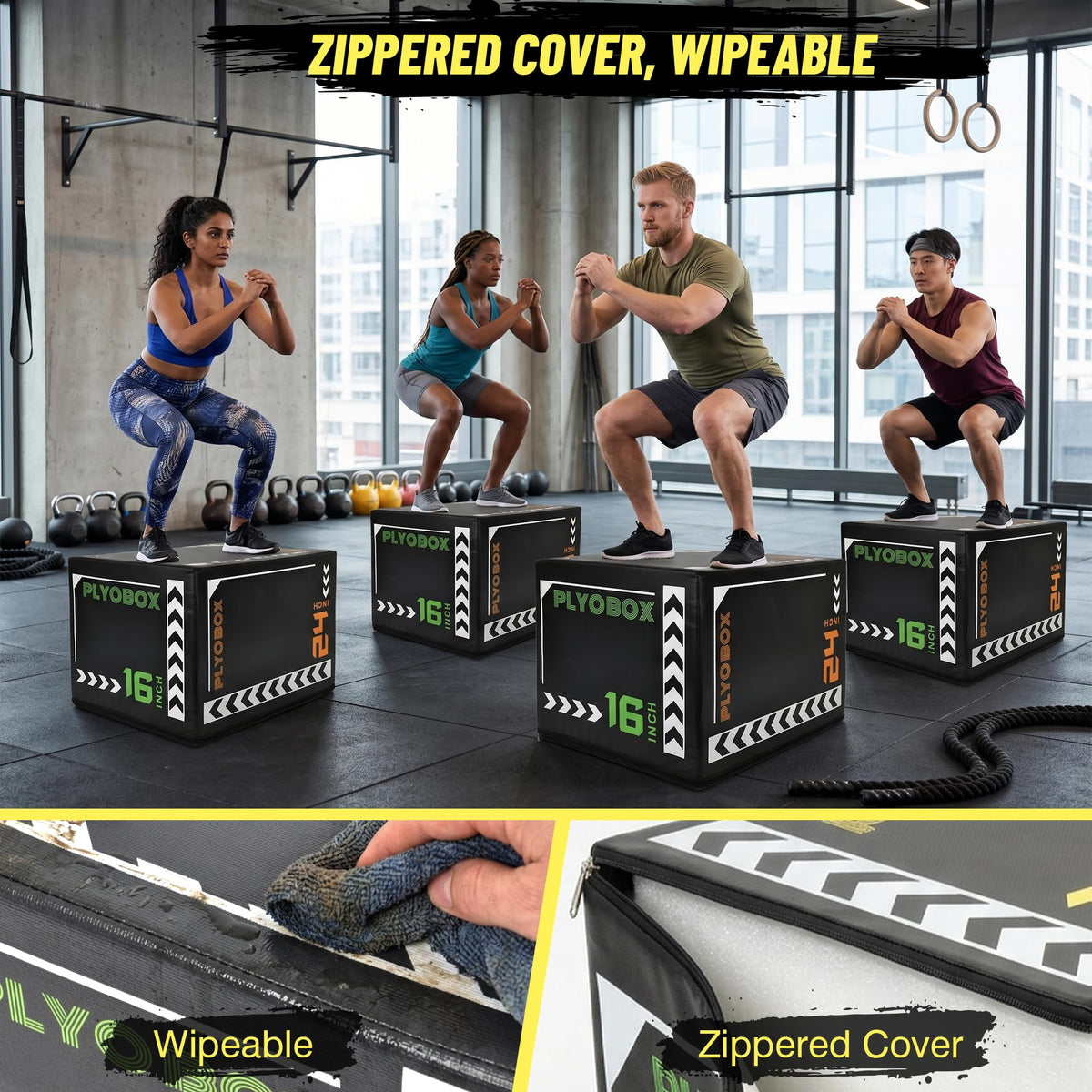 3-in-1 Plyometric Jump Box with 16/20/24" Heights V838715