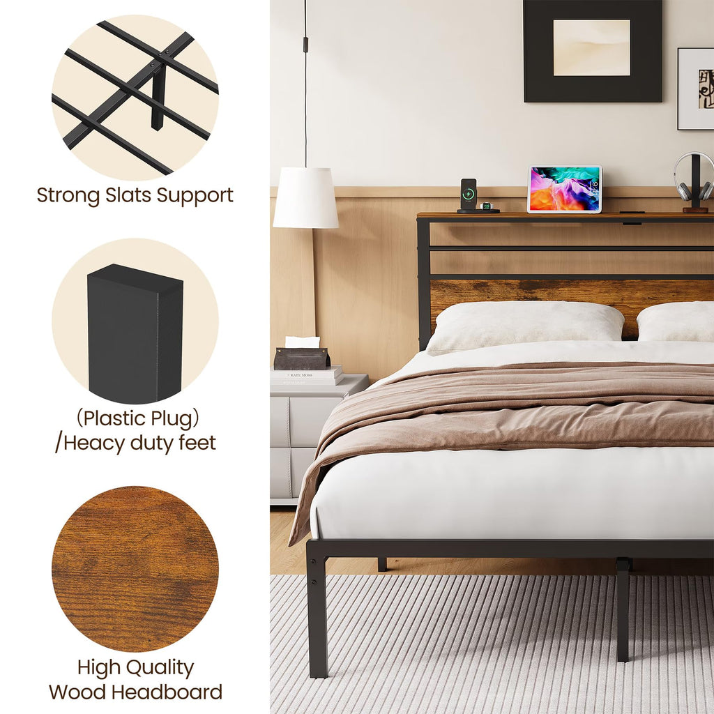 Black Twin Bed Frame with Headboard B916519