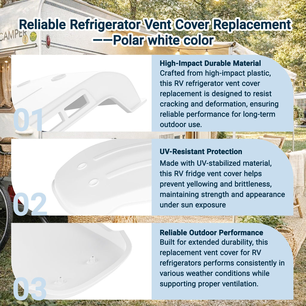 White RV Refrigerator Vent Cover Replacement F844