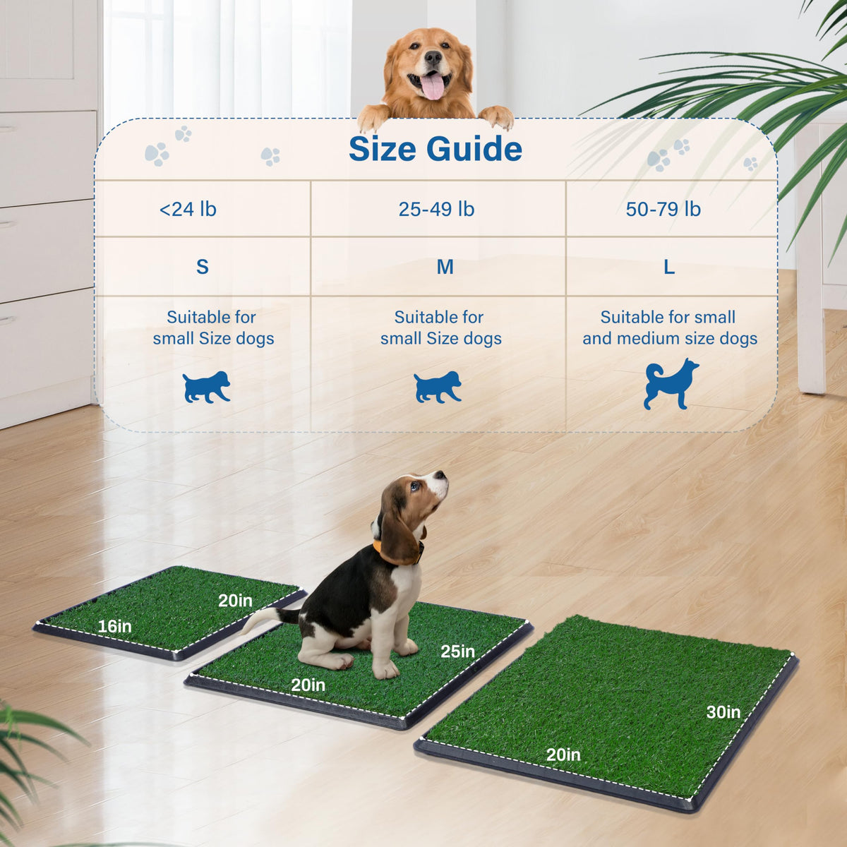 20"x25" Artificial Grass Dog Potty Pad with Tray L29620