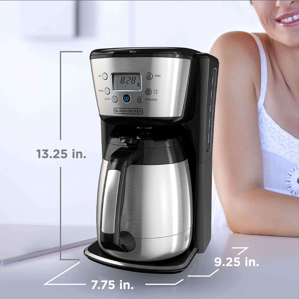Black and Silver 12 Cup Programmable Thermal Coffee Maker V50405