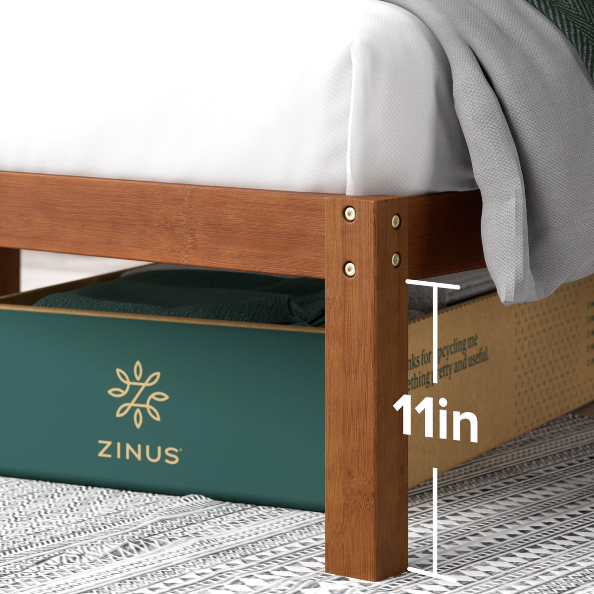 Twin Bamboo Platform Bed Frame with Headboard D21741