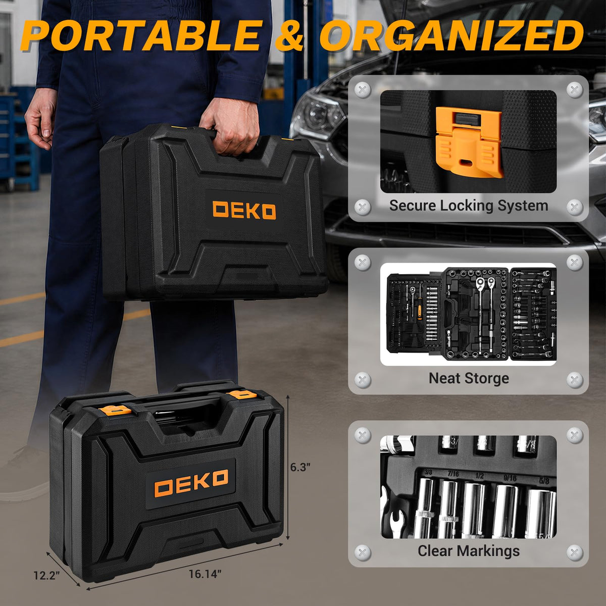 226 Pcs Mechanic Tool Set with Storage Tool Box G2320