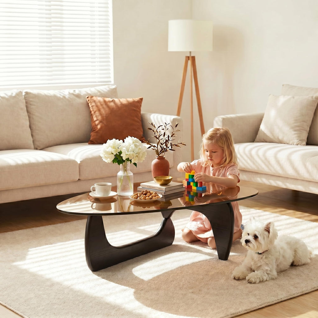 32" Black Tempered Glass Coffee Table A950