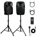12-Inch 1800W 2-Way Powered PA Speaker System Combo Set with Speaker Stands Z997634