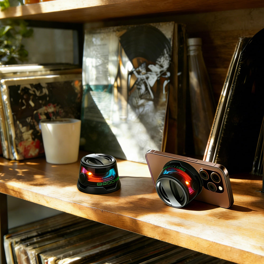 Magnetic Mini Bluetooth Speaker, Wireless Portable Speaker 2-Pack Black W924