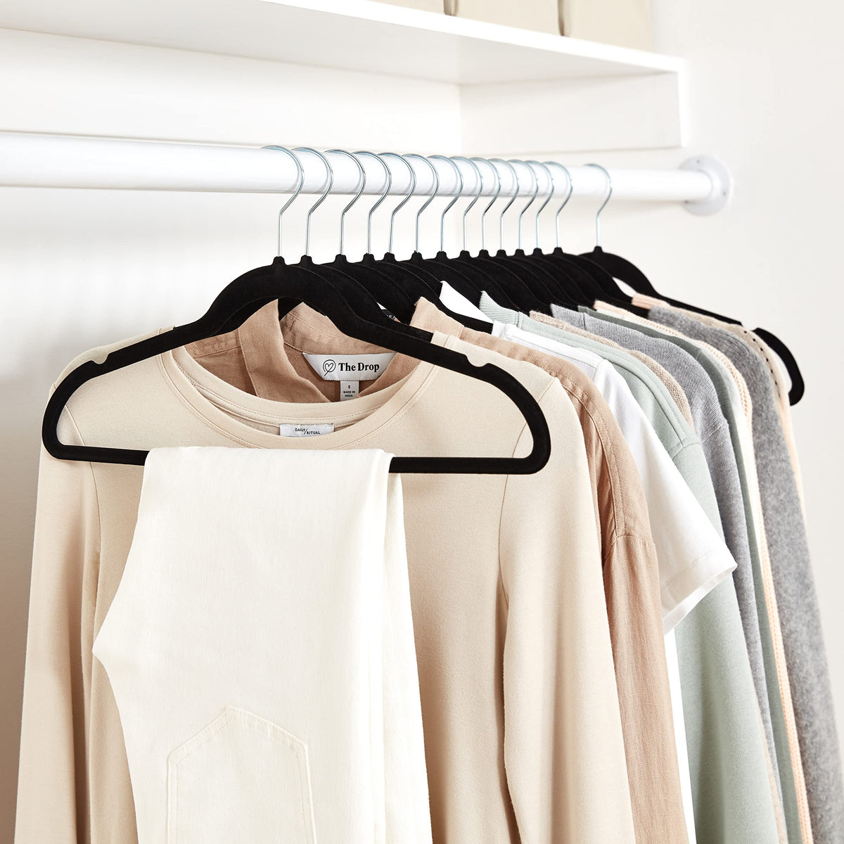 Slim Velvet Non-Slip Suit Hangers, Black, 50-Pack V7300