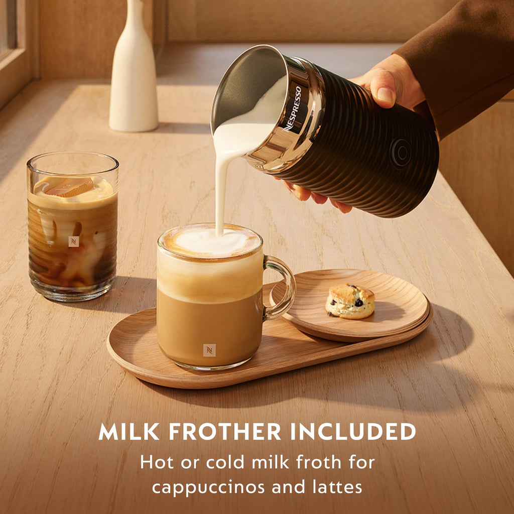 Ink Black Coffee and Espresso Maker with Milk Frother W993