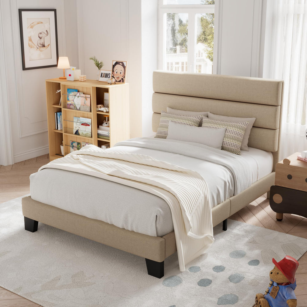 Twin Size Fabric Upholstered Platform Bed Frame H178