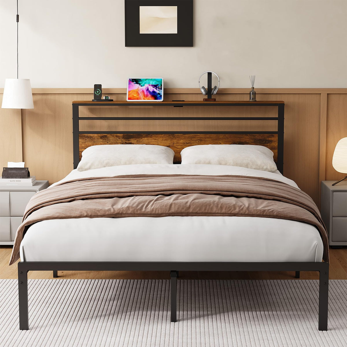 Black Twin Bed Frame with Headboard B916519