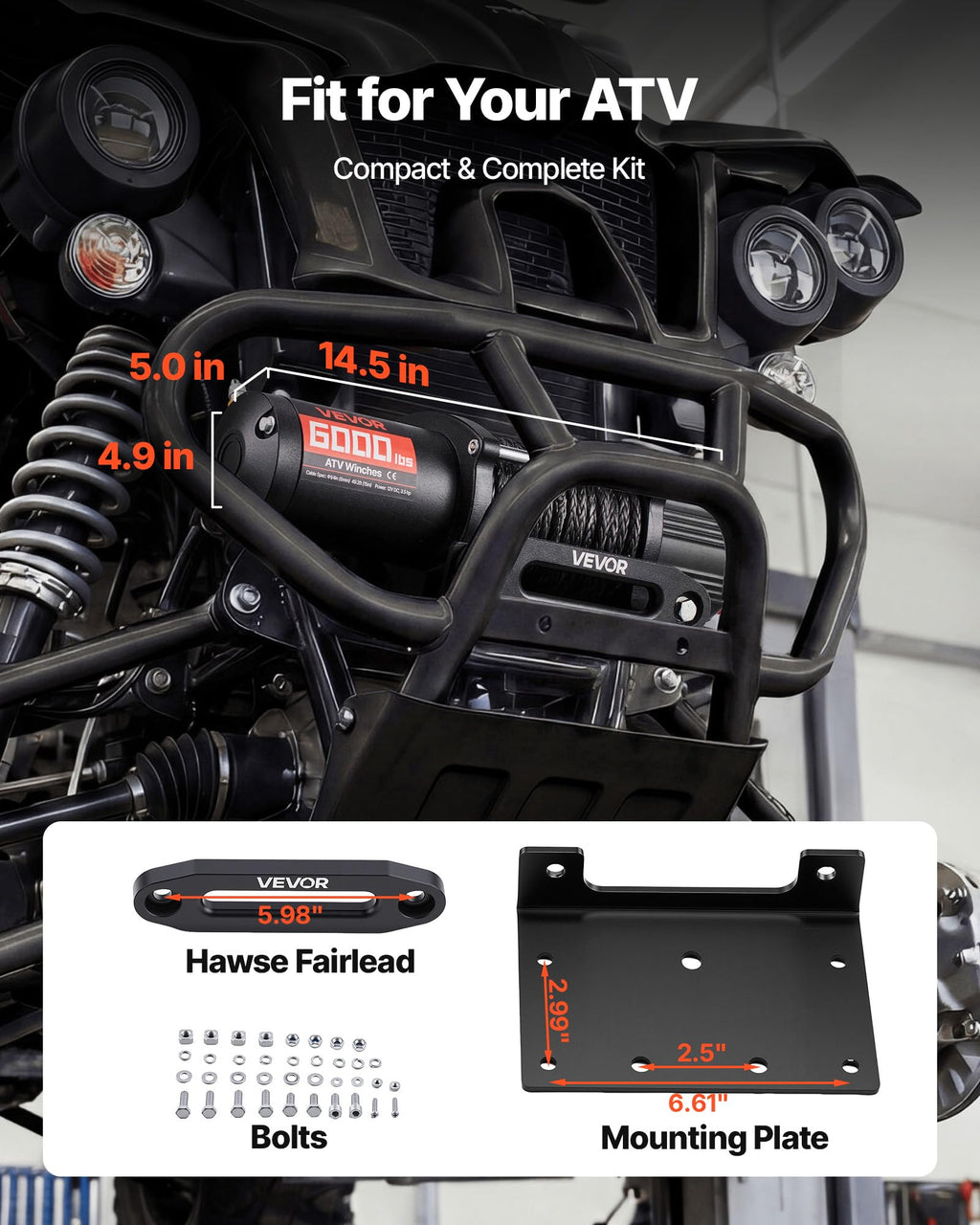 6000 lbs 12V Electric Winch with Synthetic Rope N275087