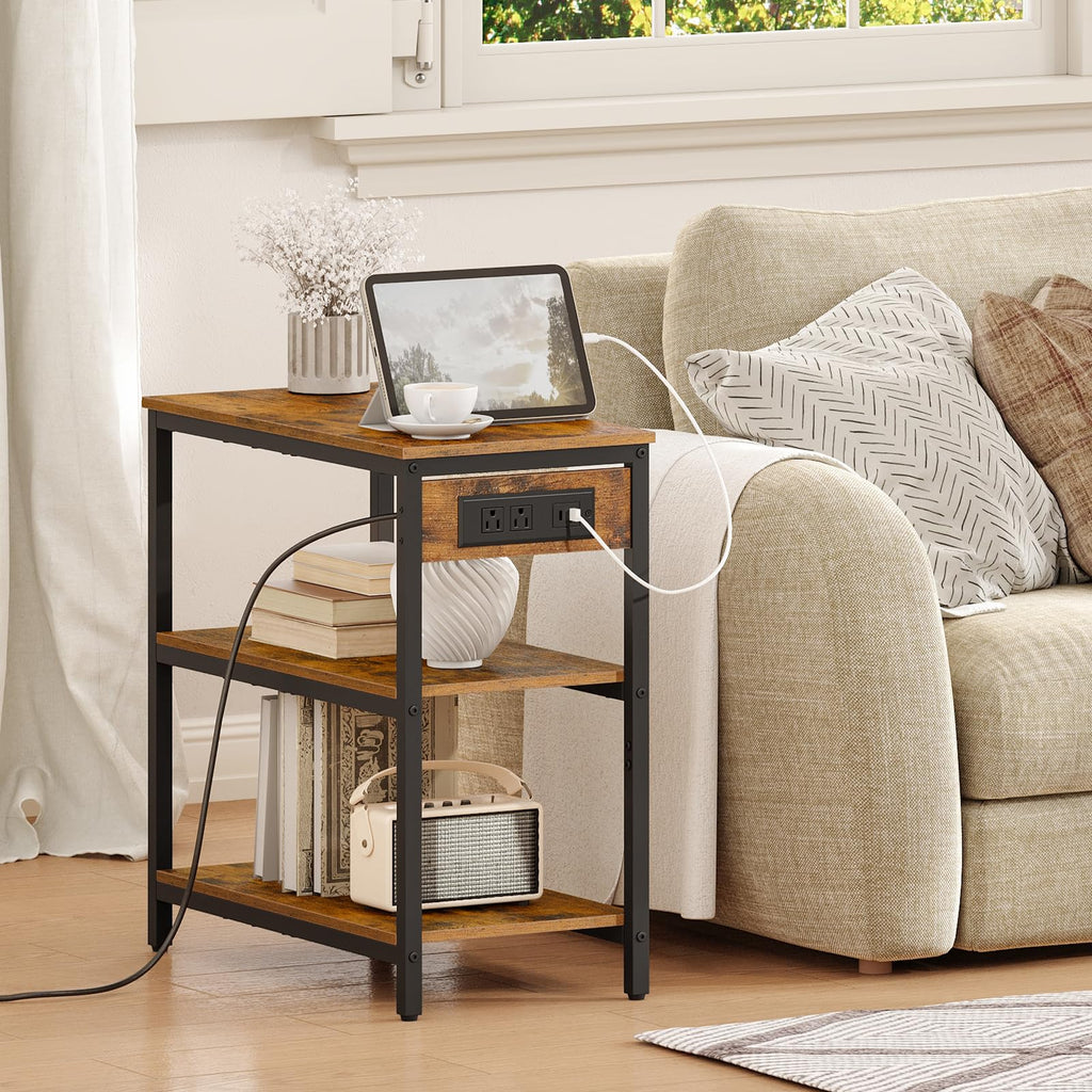 Charging Station End Table with 3 Tier Storage Shelf M962677